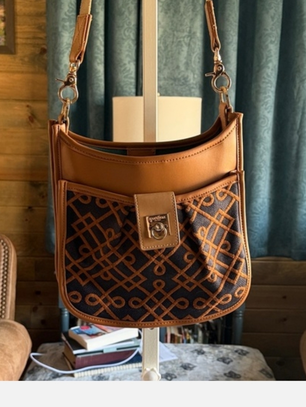Spartina 449 Brown, Navy and Tan Patterned Shoulder Bag